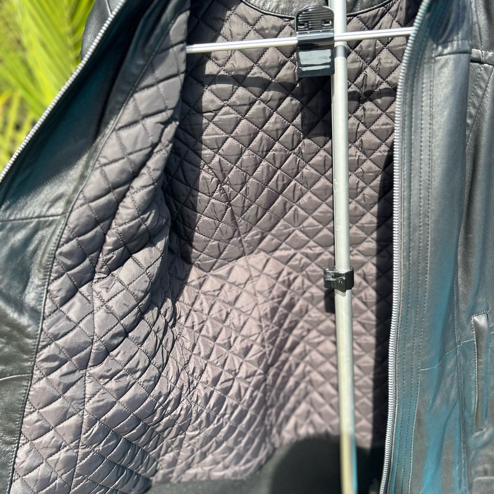 RUDSAK Quilted Black Real Leather Jacket (High collar hidden hood) - Picture 9 of 15